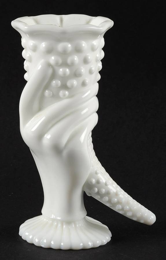 Hobnail Milk Glass Hand Vase by Fenton-1