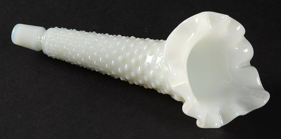 Hobnail Milk Glass Epergne Vase/Horn by Fenton-1