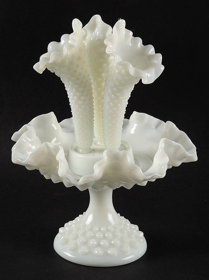 Hobnail Milk Glass (5 Piece) Epergne by Fenton-1