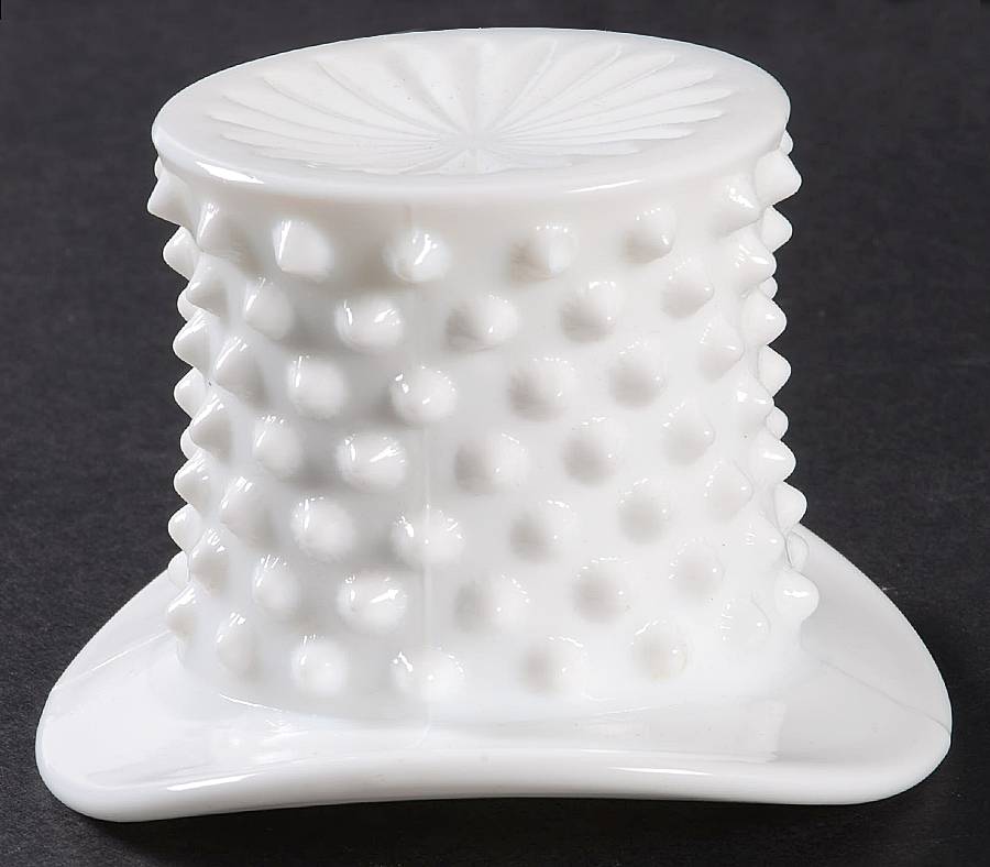 Hobnail Milk Glass Small Top Hat Topper by Fenton-1