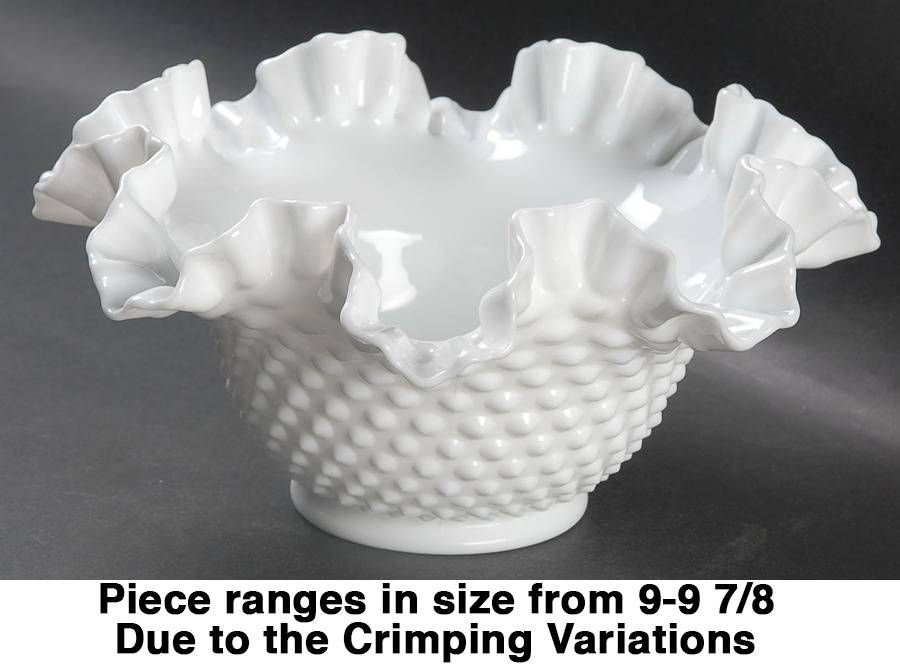 Hobnail Milk Glass 9" Round Crimped Bowl by Fenton-1