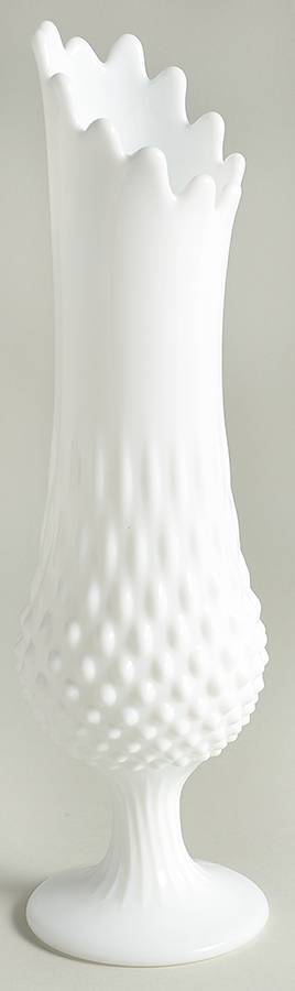 Hobnail Milk Glass #3753 11" To 16" Swung Vase by Fenton-1