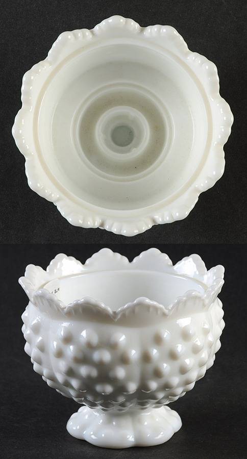 Hobnail Milk Glass Miniature Candle Bowl by Fenton-1