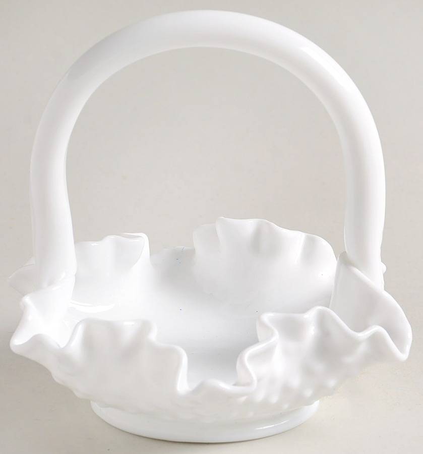 Hobnail Milk Glass #CV229MI Hobnail 4" Basket by Fenton-1
