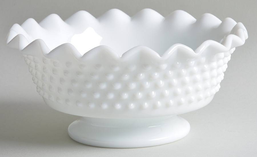 Hobnail Milk Glass 7" Footed Bowl by Fenton-1