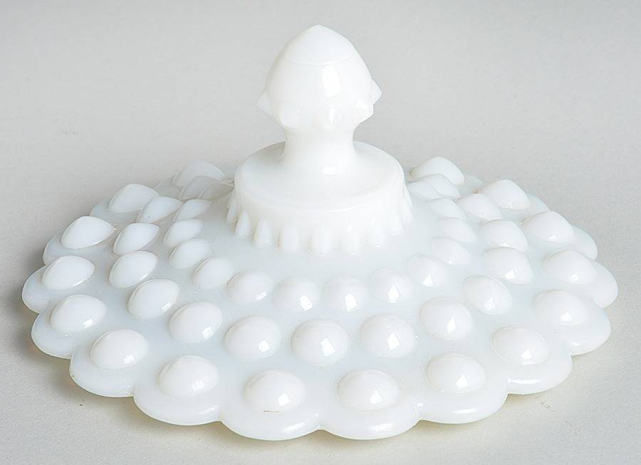 Hobnail Milk Glass Lid for Compote by Fenton-1