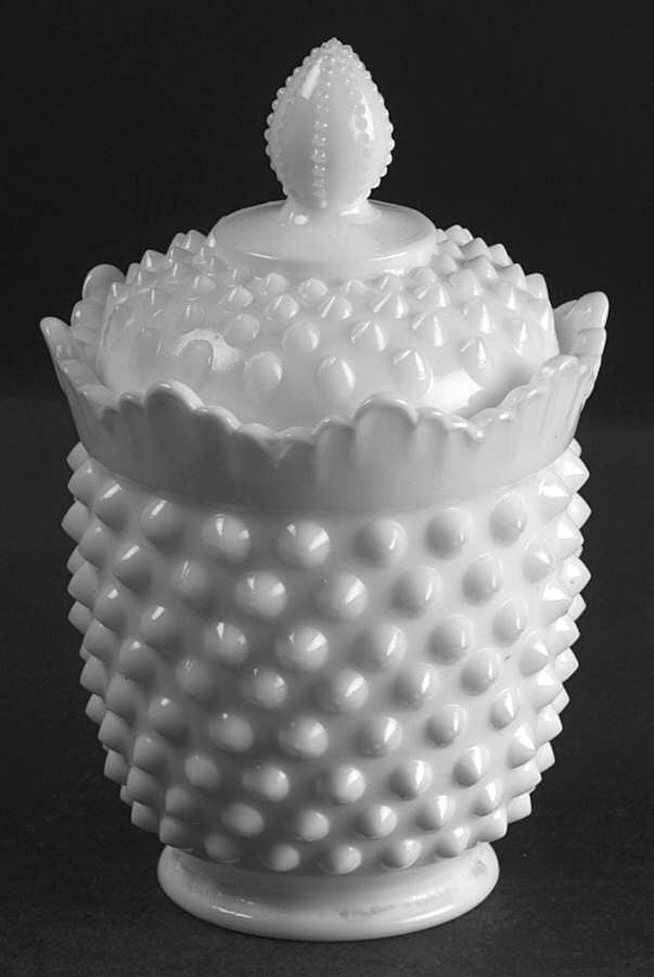 Hobnail Milk Glass Bowl Has Lip, Sugar Bowl & Lid by Fenton-1