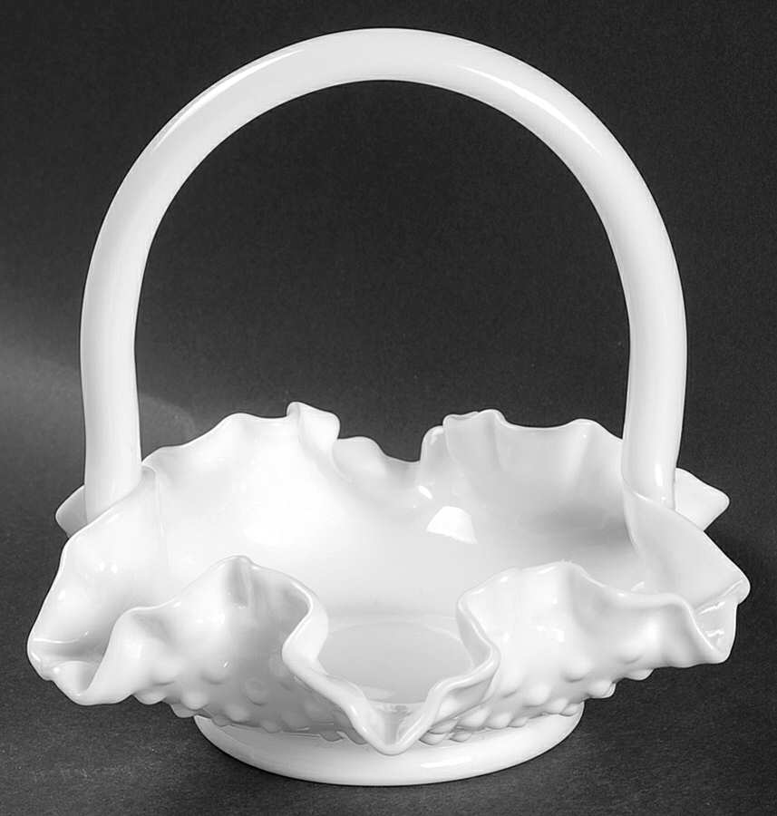 Hobnail Milk Glass #3735 Hobnail 5" Basket by Fenton-1