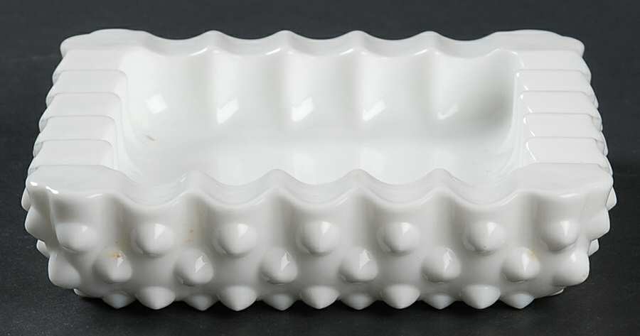 Hobnail Milk Glass Medium Square Ashtray by Fenton-1
