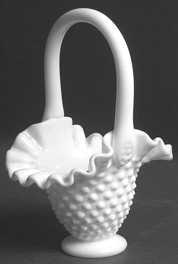 Hobnail Milk Glass #389/3834 Hobnail 6" Basket by Fenton-1