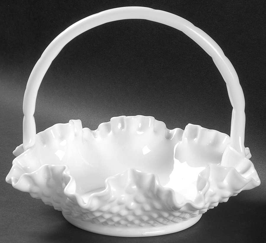 Hobnail Milk Glass #3736 Hobnail 6" Basket by Fenton-1