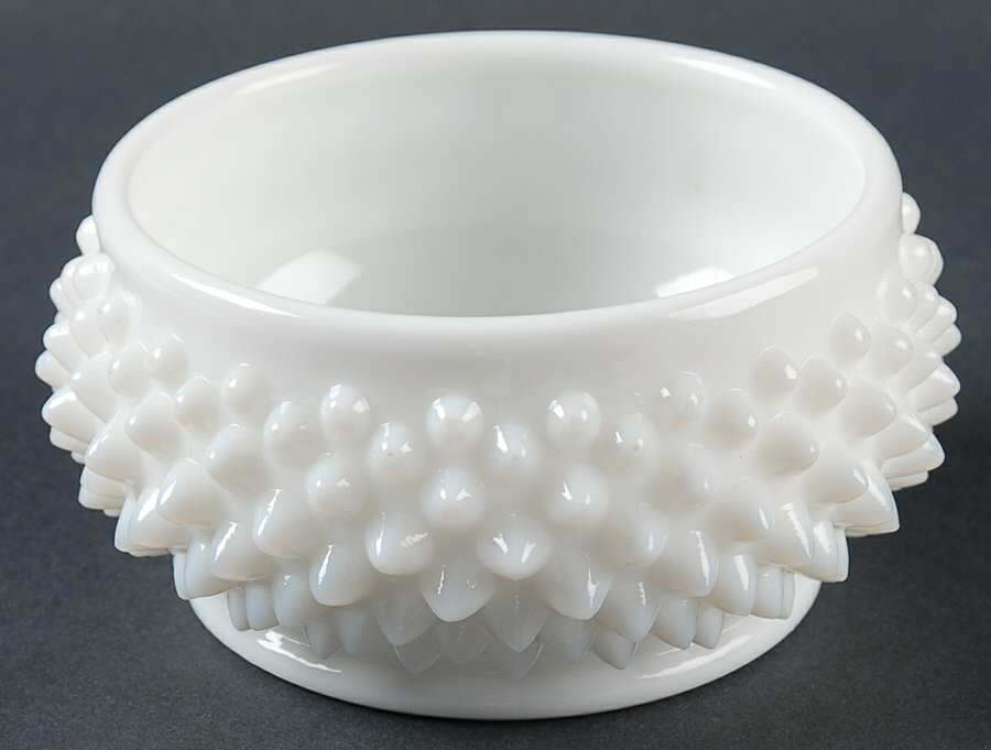 Hobnail Milk Glass Puff Jar No Lid by Fenton-1