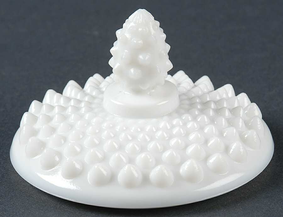 Hobnail Milk Glass Lid for Puff Jar by Fenton-1