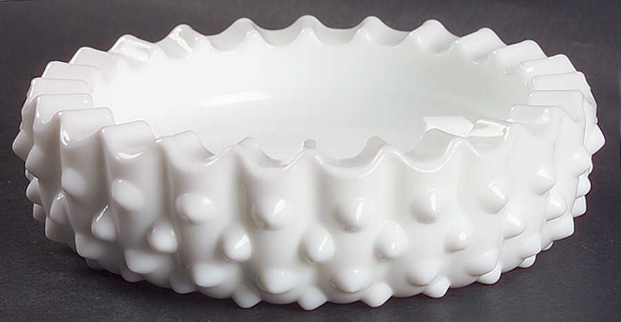 Hobnail Milk Glass 5" Round Ashtray by Fenton-1