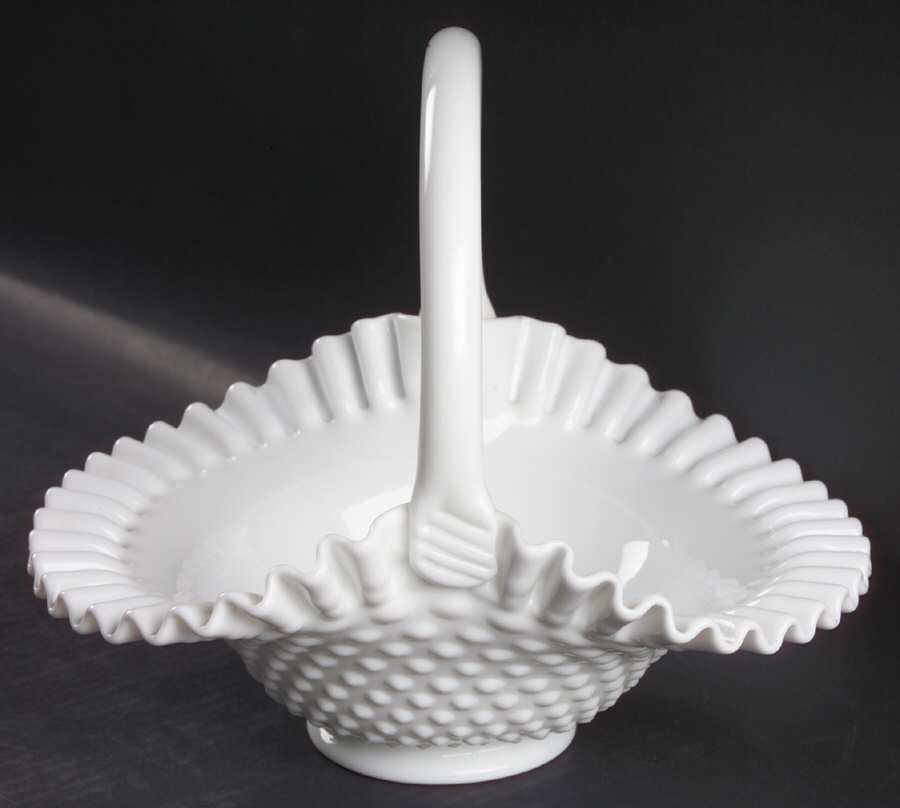 Hobnail Milk Glass #389/3830 Hobnail 10" Basket by Fenton-1
