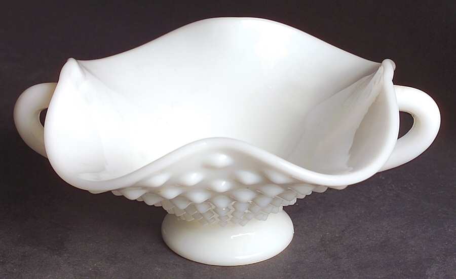 Hobnail Milk Glass 5" Square Bon Bon by Fenton-1