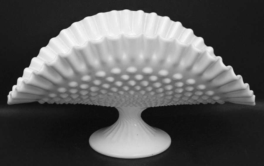 Hobnail Milk Glass Banana Stand by Fenton-1