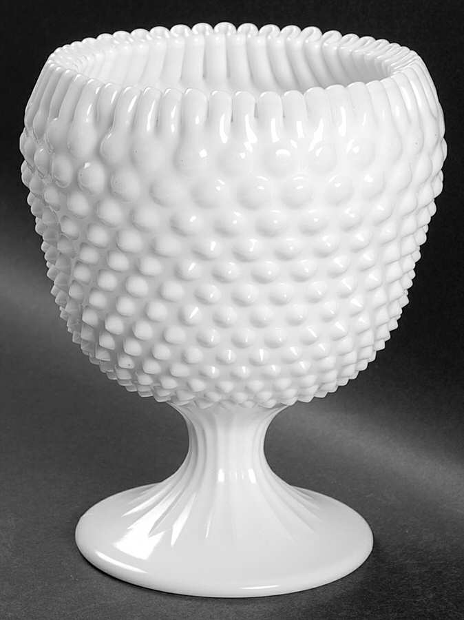 Hobnail Milk Glass Ribbon Candy Bowl by Fenton-1
