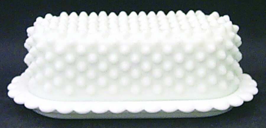 Hobnail Milk Glass 1/4 Pound Covered Butter by Fenton-1