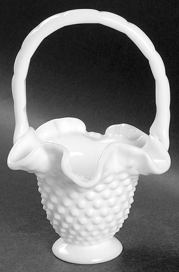 Hobnail Milk Glass #3336 Hobnail 6" Basket by Fenton-1