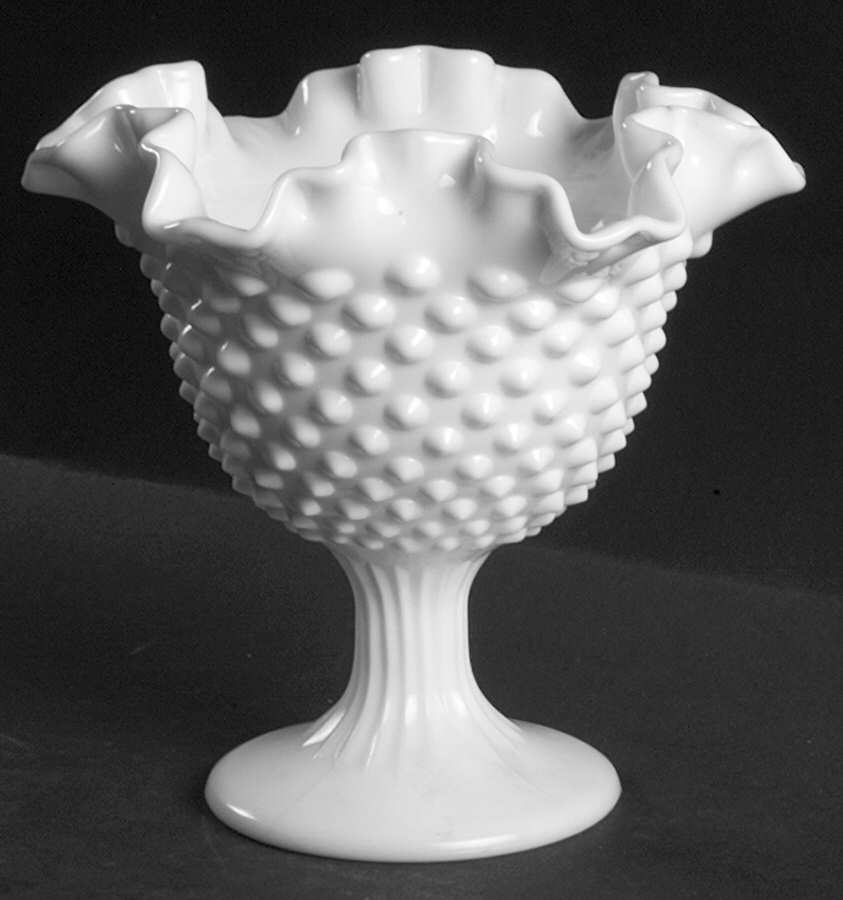Hobnail Milk Glass Candleholder/Compote by Fenton-1