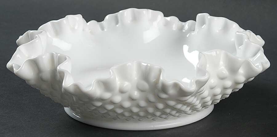Hobnail Milk Glass Large Bon Bon by Fenton-1