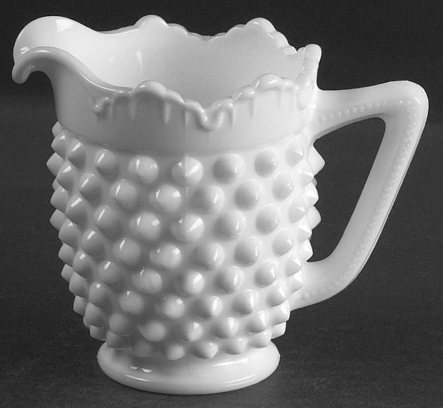 Hobnail Milk Glass Creamer by Fenton-1