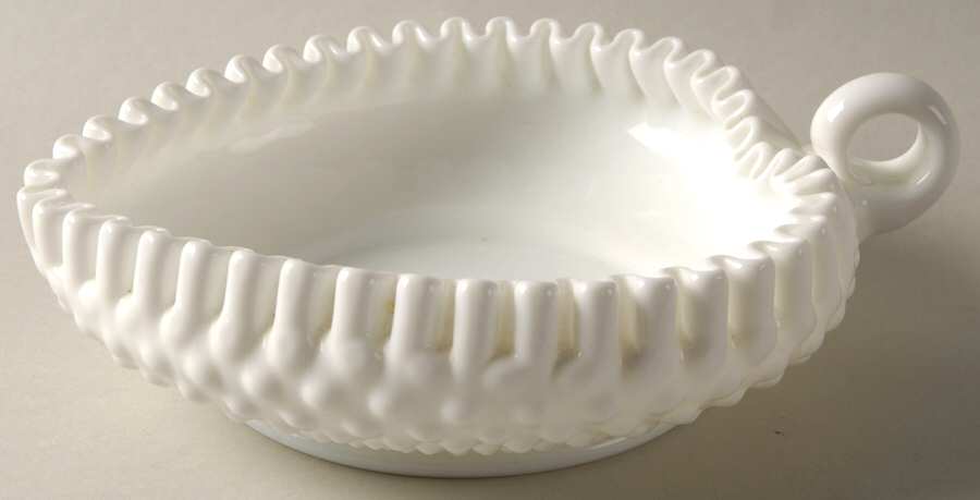 Hobnail Milk Glass Loop Handled Heart Dish by Fenton-1