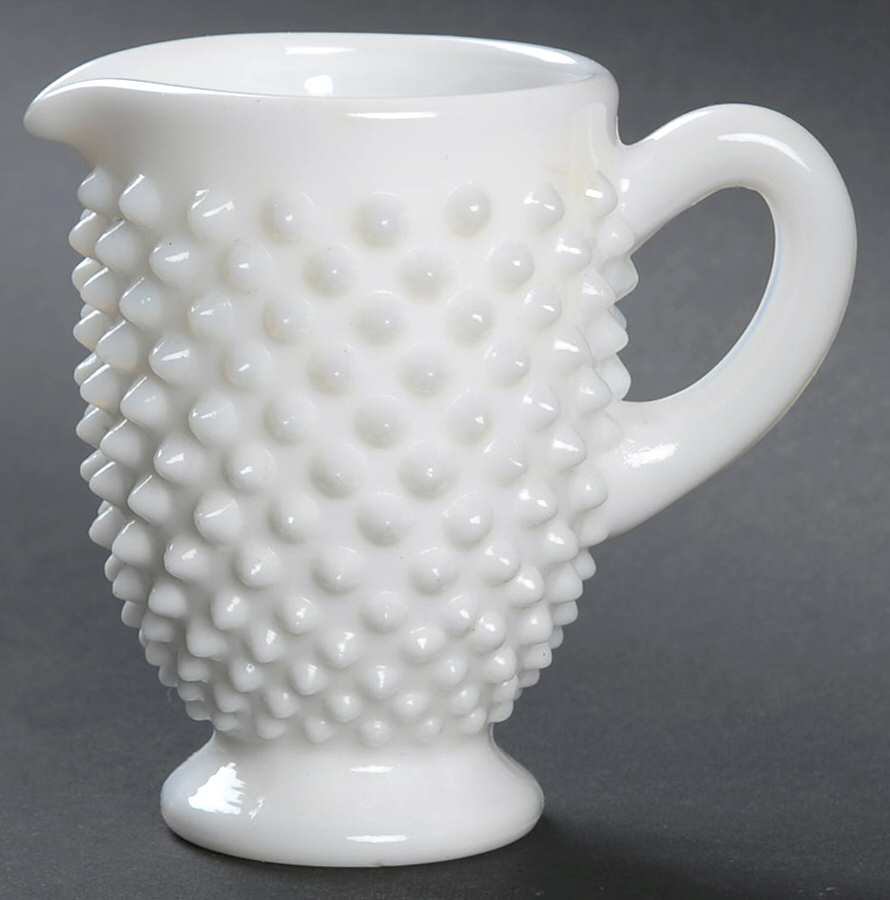 Hobnail Milk Glass Footed Creamer by Fenton-1