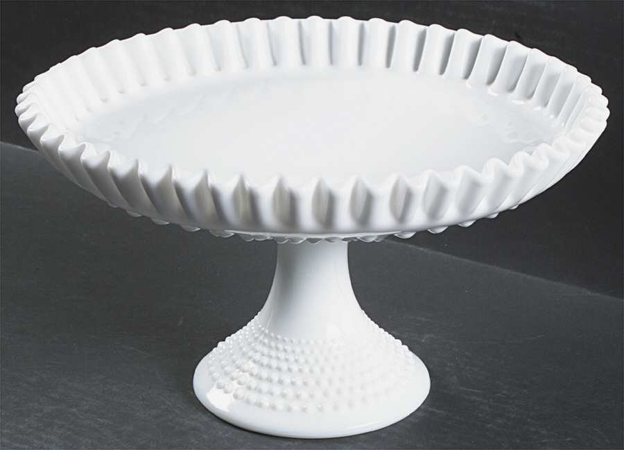 Hobnail Milk Glass 11" Footed Bowl by Fenton-1