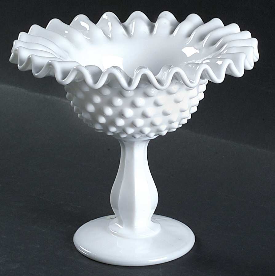 Hobnail Milk Glass Peanut Compote by Fenton-1