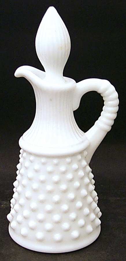 Hobnail Milk Glass Oil Bottle & Stopper by Fenton-1