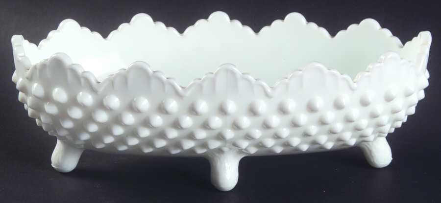 Hobnail Milk Glass Pickle Dish by Fenton-1