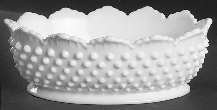 Hobnail Milk Glass 8" Oval Bowl by Fenton-1