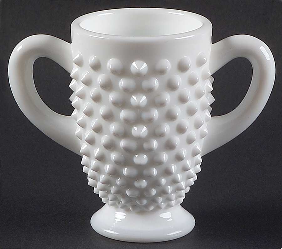 Hobnail Milk Glass Footed Open Sugar by Fenton-1