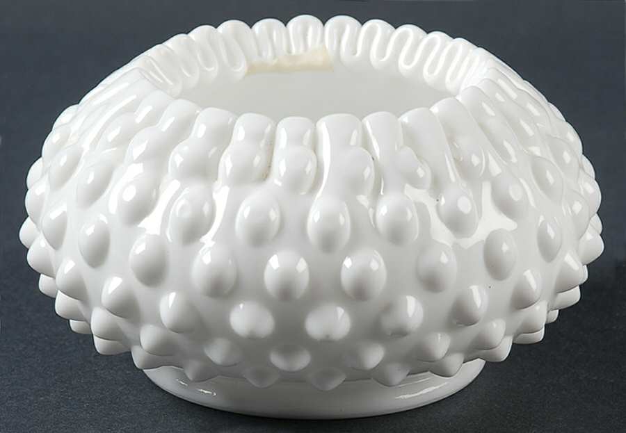 Hobnail Milk Glass Violet Vase by Fenton-1