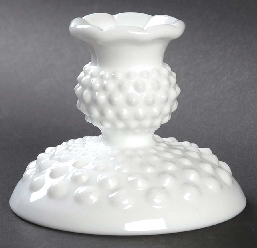 Hobnail Milk Glass 3" Single Light Candlestick by Fenton-1