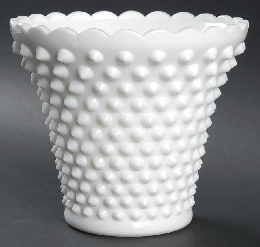 Hobnail Milk Glass 6" Jardiniere by Fenton-1