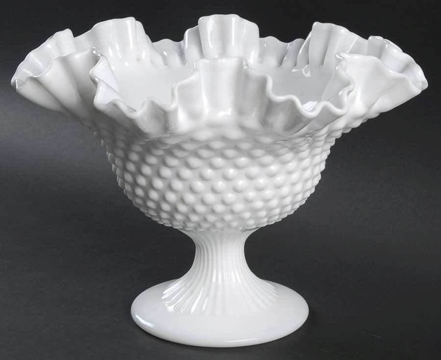 Hobnail Milk Glass 9" Footed Bowl by Fenton-1