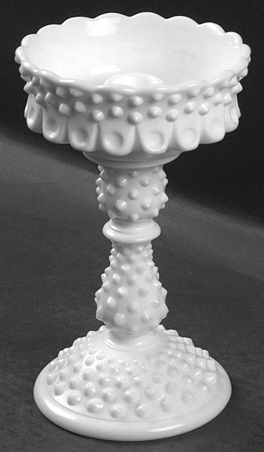 Hobnail Milk Glass 7" Epergne Set (Petite Epergne & Candlestick) by Fenton-1