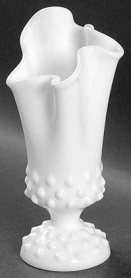 Hobnail Milk Glass #3651 5" To 9" Handkerchief Vase by Fenton-1
