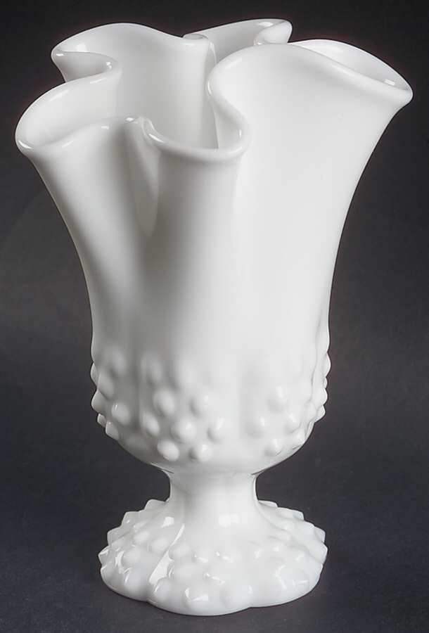 Hobnail Milk Glass #3951 5" To 9" Handkerchief Vase by Fenton-1