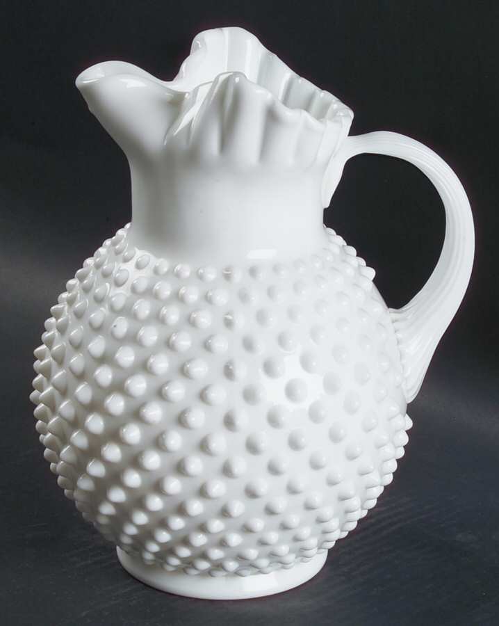 Hobnail Milk Glass 70 Oz Ice Lip Jug by Fenton-1