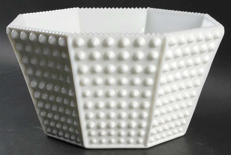 Hobnail Milk Glass #3820 Octagonal Punch Bowl by Fenton-1