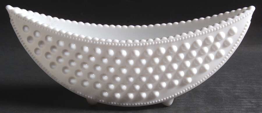 Hobnail Milk Glass 10" Crescent Planter by Fenton-1