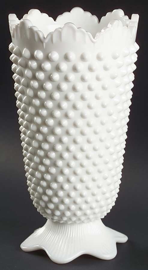 Hobnail Milk Glass Large Crown Top Vase by Fenton-1