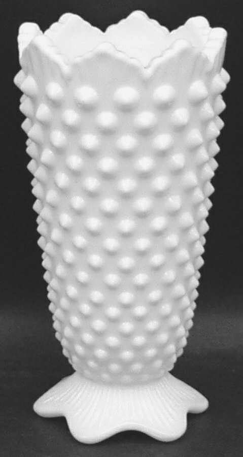 Hobnail Milk Glass Small Crown Top Vase by Fenton-1