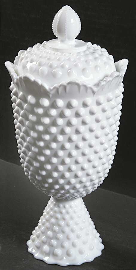 Hobnail Milk Glass Apothecary Jar & Lid by Fenton-1