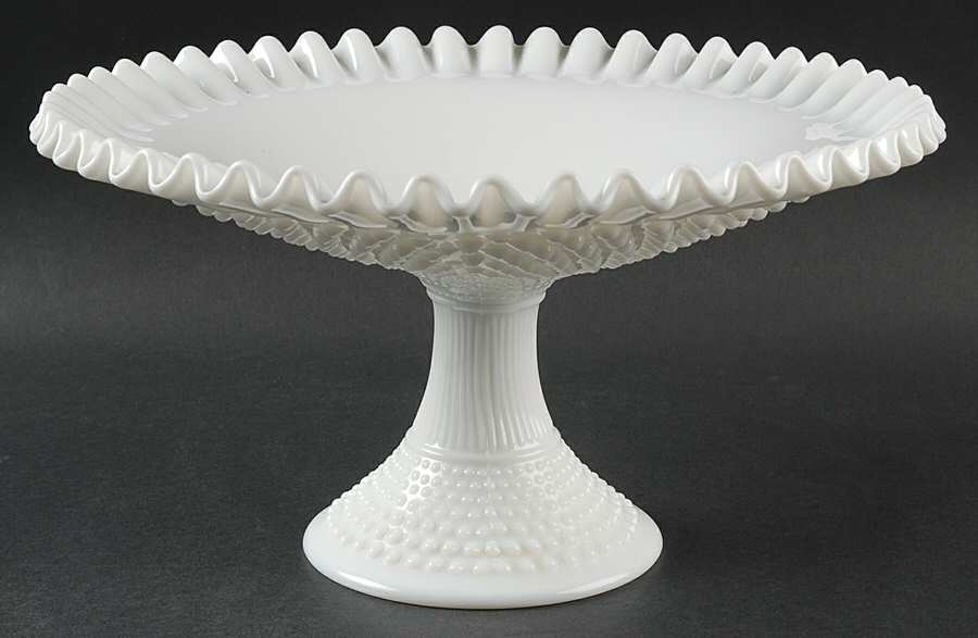 Hobnail Milk Glass 12" Footed Bowl by Fenton-1