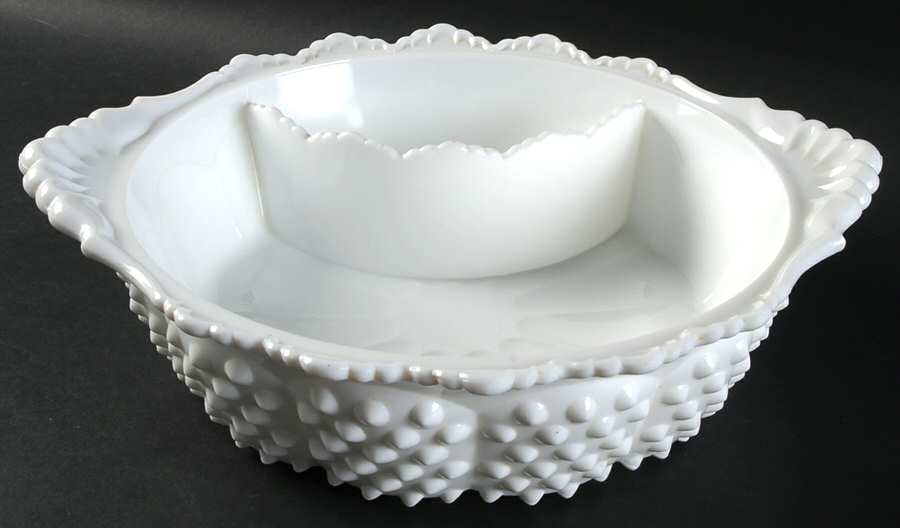Hobnail Milk Glass (1 Piece) Chip & Dip by Fenton-1